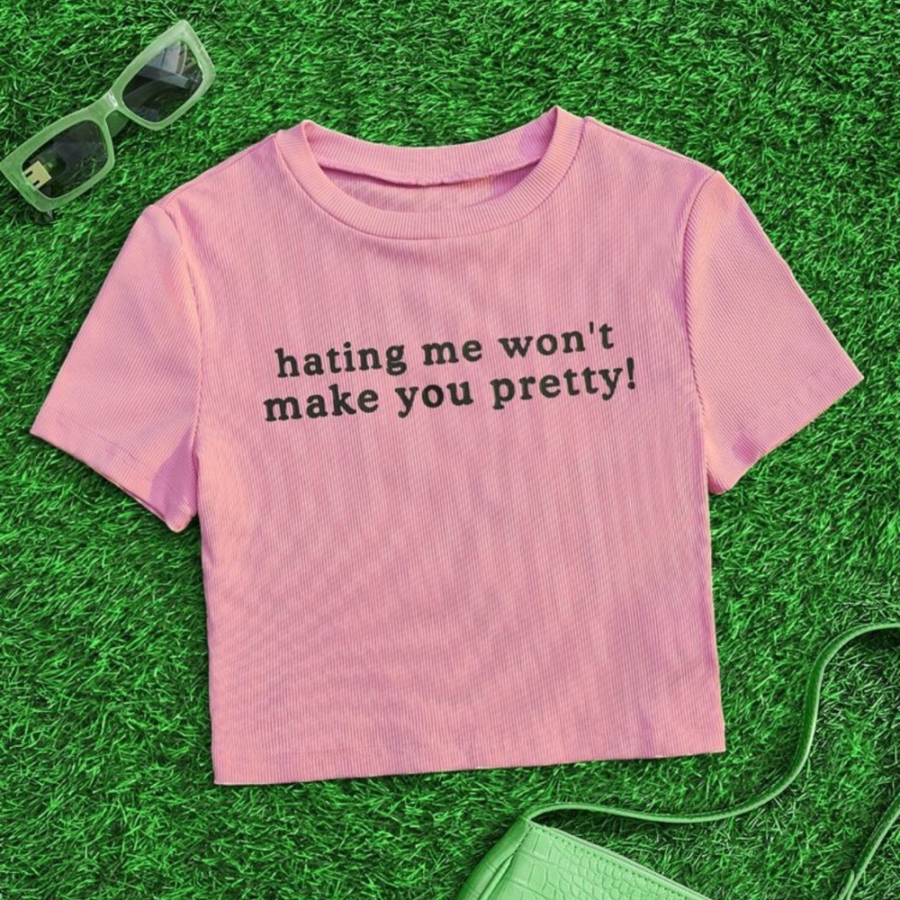 Pink Graphic Crop Top